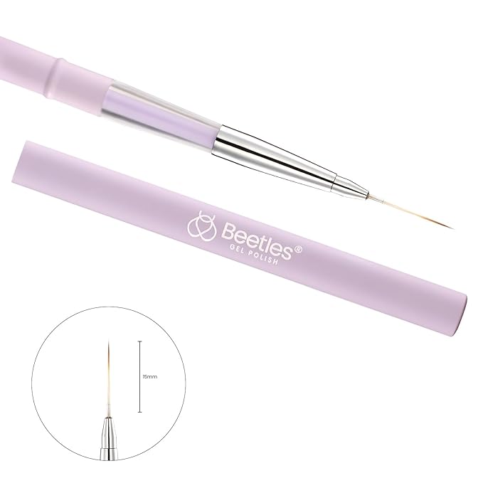 Beetles Nail Art Brushes, 1pcs Liner Brush Size 15mm Painting Art Design Manicure Pen Detachable Handle and Protect Cap Professional Nail Tools for Lines, Details, Fine Drawing