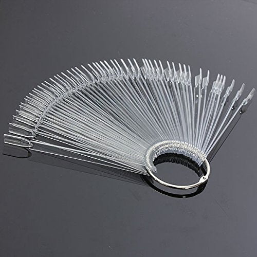 BNP 50 PCS False Nail Art Tips Sticks Nail Polish Color Card Plates Display Polish Board Nail Art Practice Supplies Home DIY Templates (Transparent)