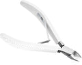 Fine Edge Cuticle Trimmer & Nippers, Scissor, Silicone Handle Carbon Steel Nail Tools for Precise Removal, Durable Washable Cuticle Cutter & Remover Nail Clippers (White 1PC)
