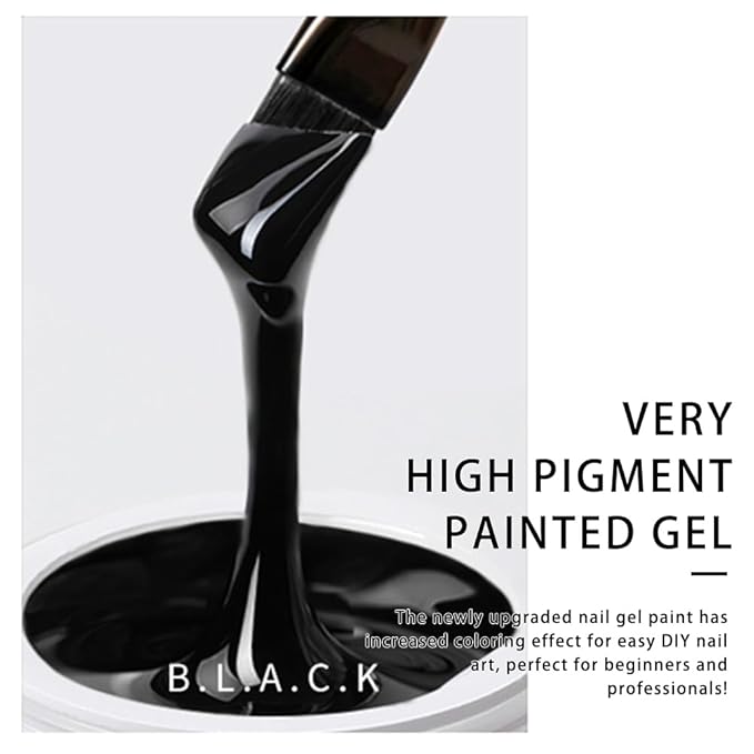 Gel Paint For Nails Art, Black Gel Polish For French Tip Tool Design For Home Salon DIY Gel Nail Art (Black, M)