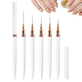 Metallic Nail Art Pens, 2026 New Liner Brushes Set, 5PCS Black Color Nail Tools For Long Lines, Fine Drawing, Liner Brush UV Gel Polish Painting Nail Design Sizes 6/9/11/16/24mm (White)