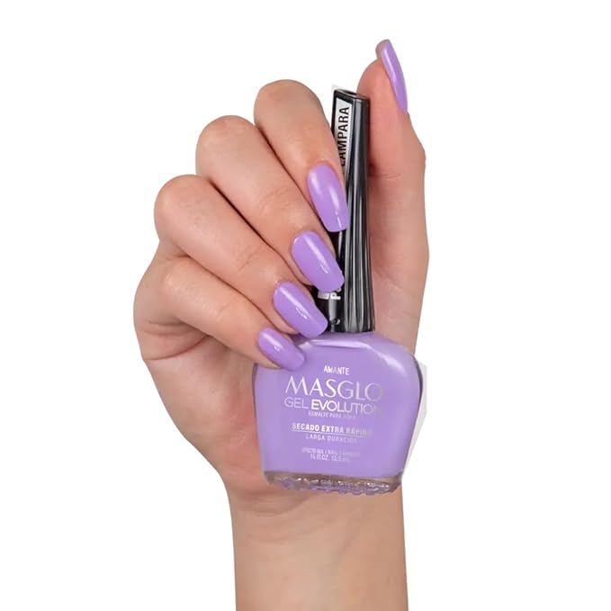 MASGLO GEL EVOLUTION Nail Polish Gel Effect, No UV/Led Lamp Required, Duration up to 12 day, 1 peice color Gel sin necesidad de lampara UV/Led, hasta 12 dias de duracion (AMANTE)