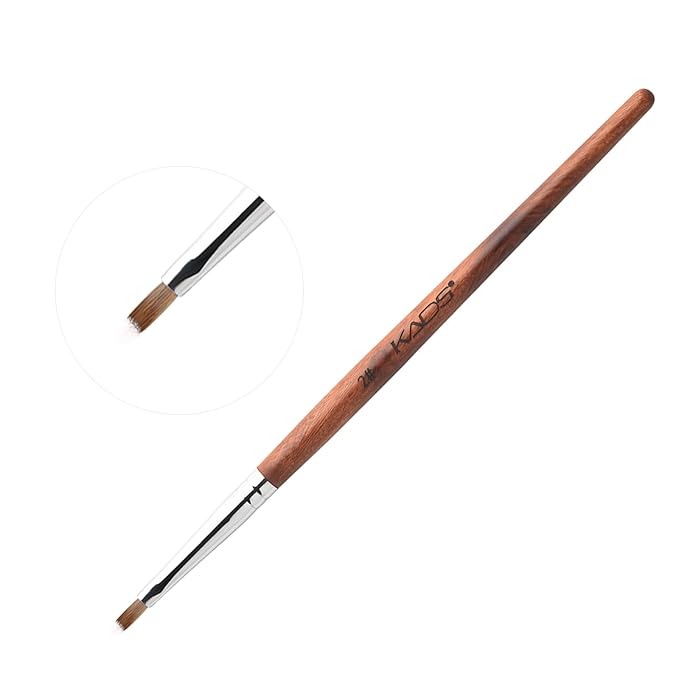 KADS Nail Acrylic Brush Kolinsky Nail Extension Brush Oval Crimped Shaped Sturdy Wooden Handle Acrylic Powder Nail Art Brush Professional Manicure Pedicure (2#)