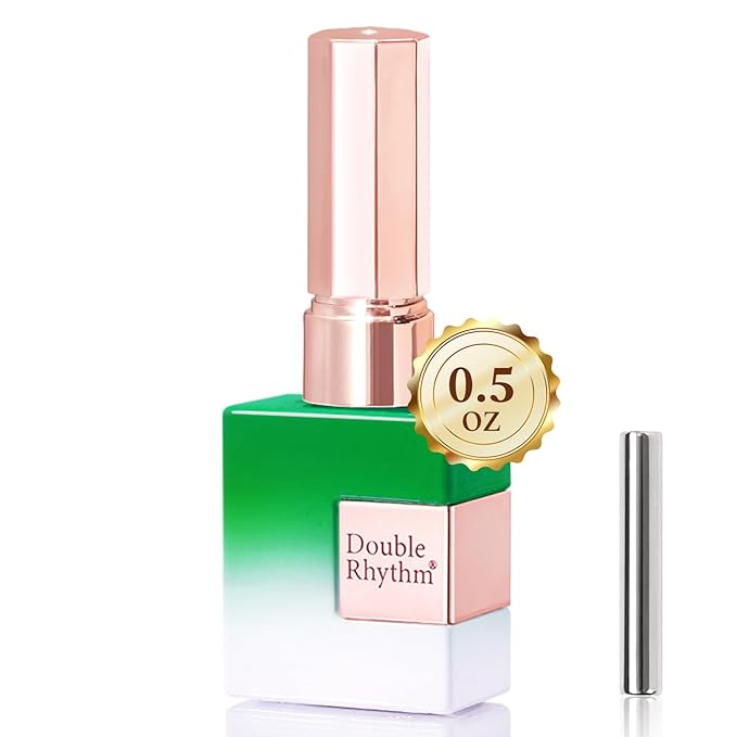 Double Rhythm 15ML Jelly Glass Cat Eye Gel Polish with Magnet Holographic Glitter Shimmer Translucent Sheer Color Salon Soak Off Magnetic Nail at Home (Dark Green-MC1185)