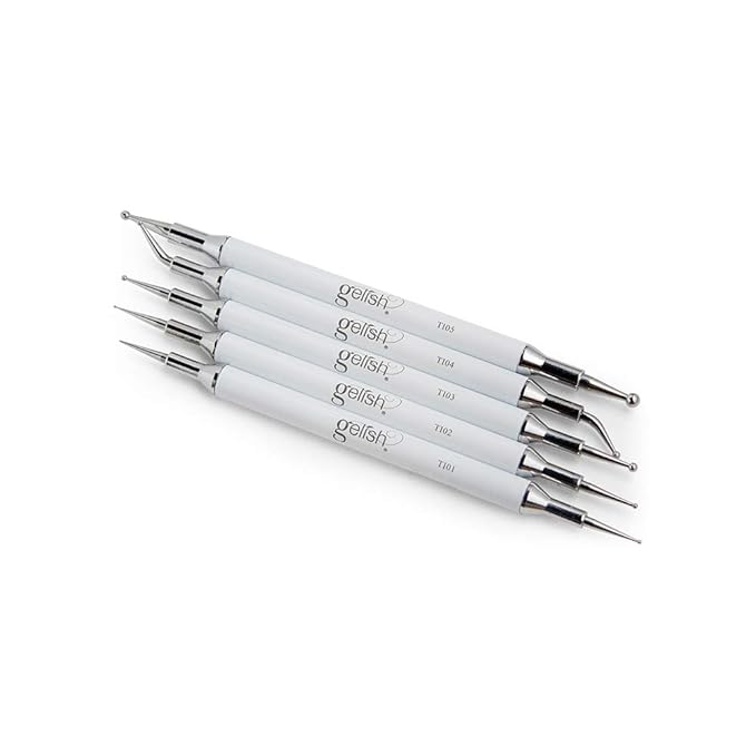 Gelish Marbling Tools – Nail Supplies, Double-Ended Tools for Marbling, Swirls, Zigzags, and Etching Designs, Perfect for Nail Art, Reflections & Colored Acrylics (5pcs)