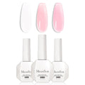 MelodySusie Hema Free Builder Gel Set for Nails Thickening, White and Pink, 3PCS 0.5 Fl Oz, Tpo Free, Soak Off UV Extension Gel, Nail Art Design Salon DIY Manicure at Home for Women