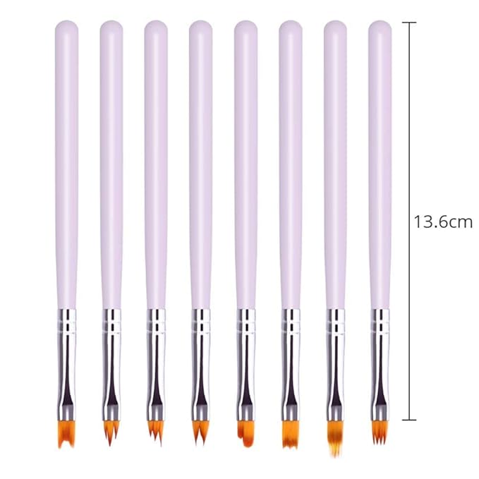 8 Pcs Premium Nail Brush Pens with Wooden Handle – UV Gel Art Gradient & Flower Design Tools for Professional Manicure, Perfect Valentine’s Gift (Purple Wood)