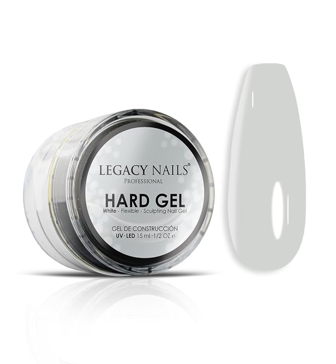 Legacy Nails Hard Builder Gel - Sculpt And Build Nail Extensions - Improve Damaged or Weak Nails - Lightweight, Strong and Long-wear - Professional Quality (White)