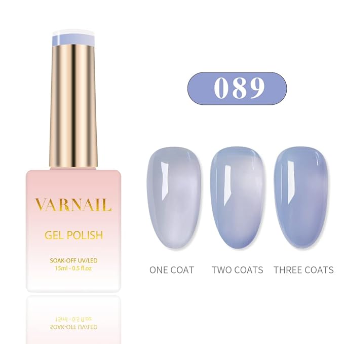 VARNAIL Misty Garden Jelly Gel Nail Polish Kit 6 Colors 15 ml, Translucent Sheer Gel Polish, Salon Quality Soak off UV Light Gel Nail Polish Set