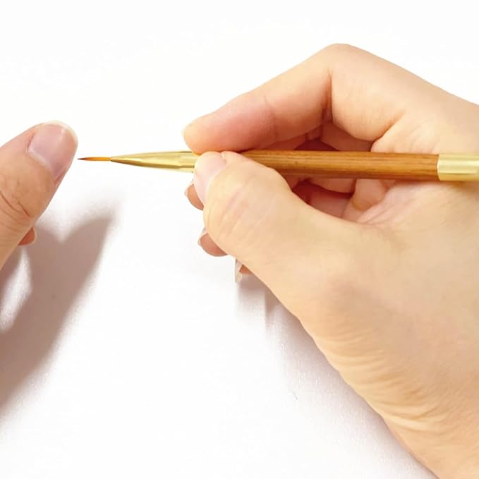 3Pcs Nail Art Drawing Brushes, Short Bamboo Penholder Double End Pen Brush, Acrylic Round Flat Painting Drawing Liner Tools