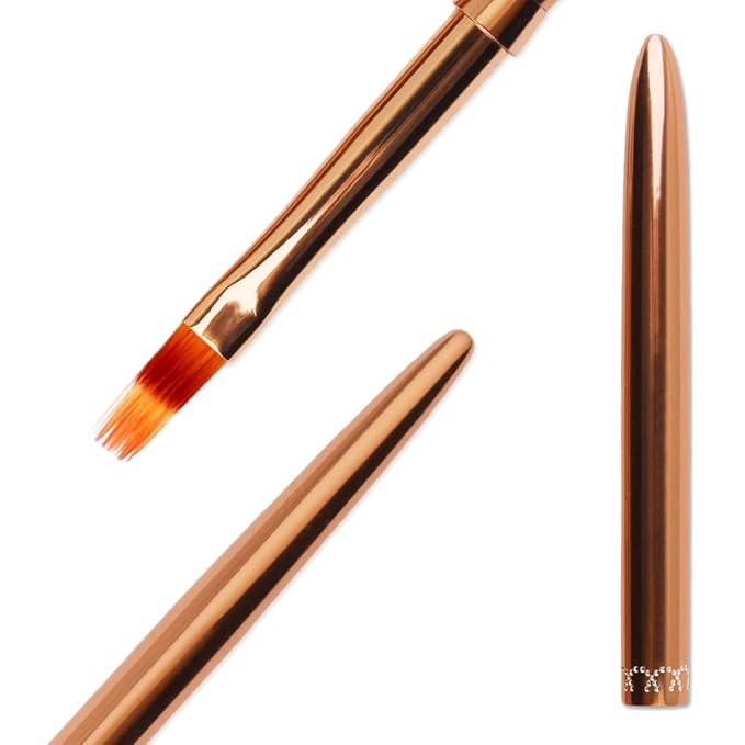 SILPECWEE 1Pc Kolinsky Nail Art Brushes, Ombre Nail Brush Rose Gold Acrylic Nail Design Tool Gradient Color Painting Pen Professional Manicure Brushes Nail Art Tools
