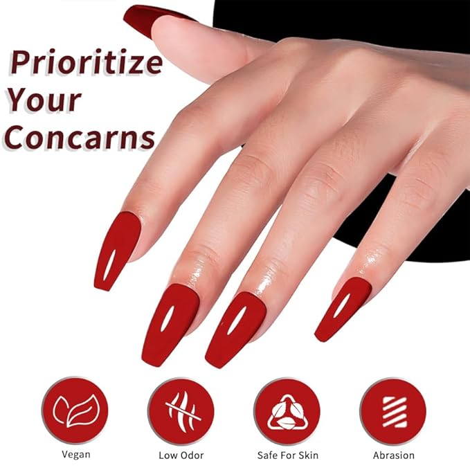 JR 9pcs 15ml Nail Gel Polish Bloody Mary Red Set UV Manicure Gel Nail Polish Kit Soak Off Polish Home DIY Gift J