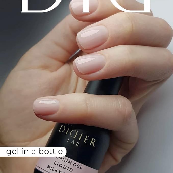 Didier Lab - Premium Gel Liquid Milky Pink - Builder Gel in a Bottle - Nail Extension for up to 5mm - Viscous - Easy Application - Suitable for Beginners - For UV Lamp – French Manicure – Pink Colour