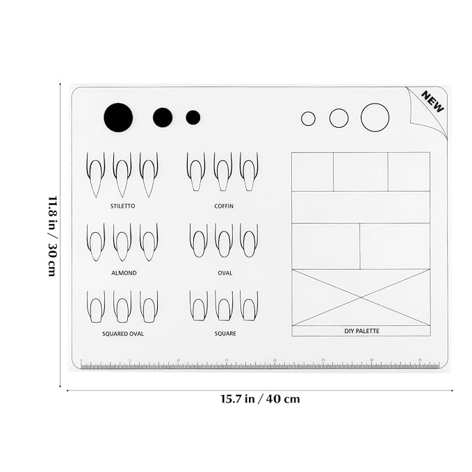 Nail Practice Mat, Silicone Nail Training Sheet for Stamping Nail Art Decal Salons Home DIY Manicures Tool