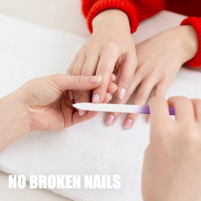 6 Pack Glass Nail Files for Natural Nail Professional Crystal Fingernail Files Double-Sided Etched Gentle Nail Care for Women Adults
