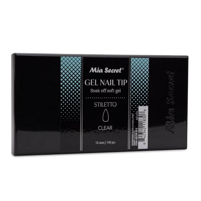 Mia Secret Soak off CLEAR Soft Gel Nail Tip MADE IN USA for Salon and DIY (Clear 140 Tips, Stiletto)