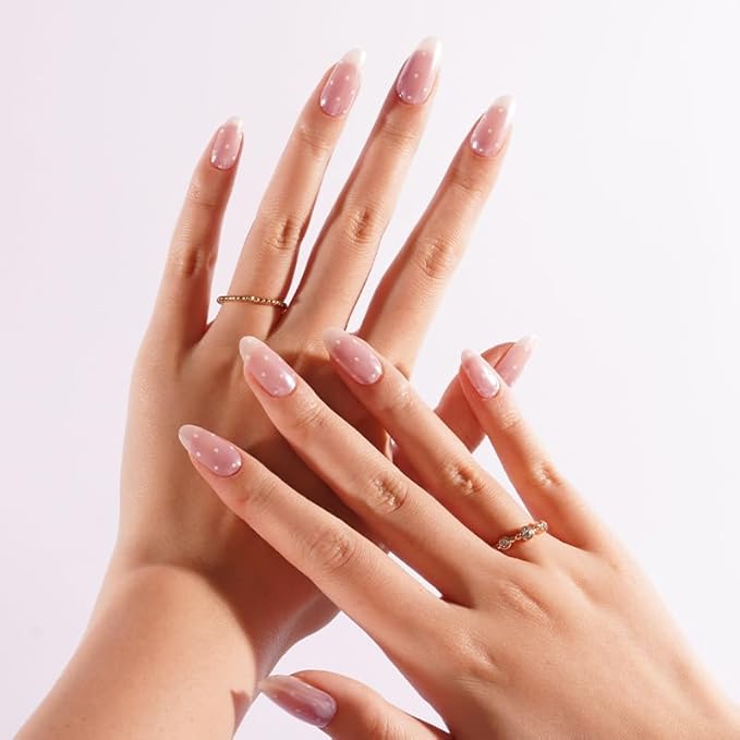 Semi-Cured Gel Nail Strips - 20 Salon-Quality Gel Sticker with UV Light Required, Long Lasting, Easy Application & Removal, Includes Prep Pad, Nail File, Wooden Stick – Powdered Sugar