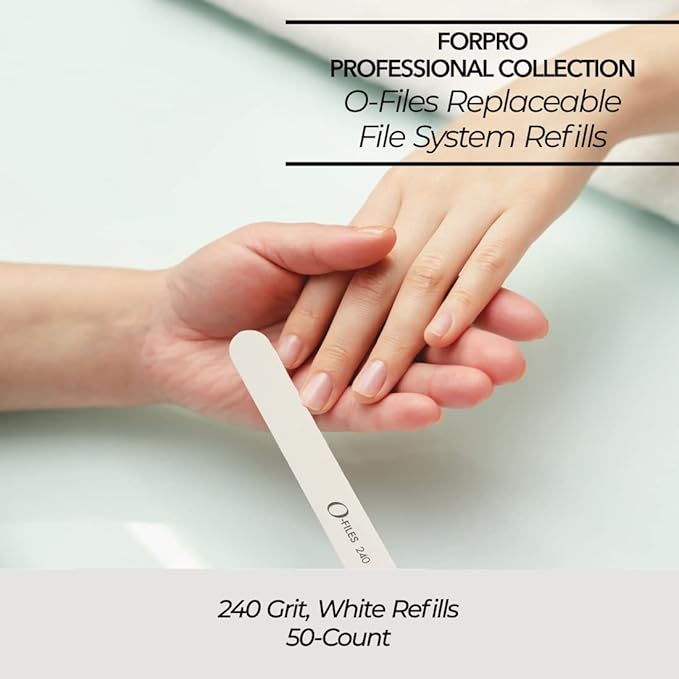 ForPro Professional Collection O-Files Replaceable File System Refills, White, 240 Grit, Manicure Nail File Refills, 3.9" L x .6" W, 50-Count