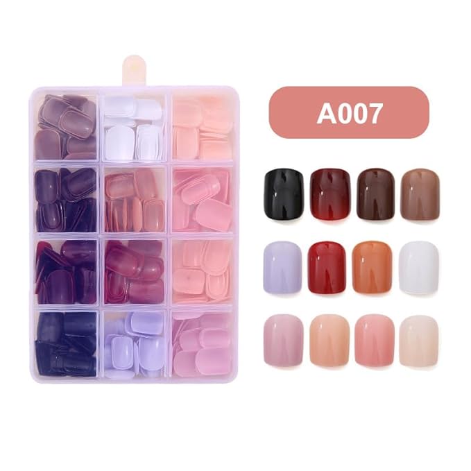 12Packs 288Pcs Short Square Press on Nails Pure Fake Nails Soft Gel False Nails Kit Square Nail Tips Solid Color Acrylic Nails Art for Women Manicure Deco 15 Size - 12 Colors