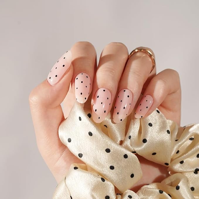 9 Sheets Black Leaf Nail Art Stickers 3D Self- Adhesive Pegatinas Uñas White Retro Flower Polka Dot Semi Cured Gel Nail Strips - 20Pcs Pink UV Gel Nail Wraps with Polka Dots Design