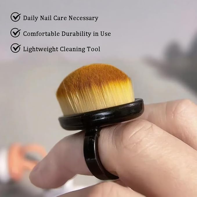 10PCS Nail Dust Brushes, Lightweight Soft Small Dust Brush Nails, Portable Nails Dusting Cleaning Brush Ring for Makeup Nail Art, Black