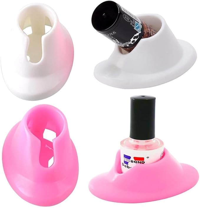 2Pcs Pink Nail Holder Soft Rubber, Nail Polish Bottle Holder Display Nail Art Varnish Polish Seat Tool Anti-spill Bottle Stand Manicure Display Tools Nail Art Supplies for Nail Organizer Display