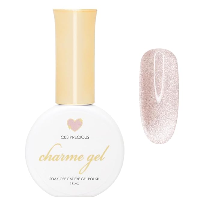 Daily Charme C03 Precious Original Velvet Cat Eye Magnetic Gel Nail Polish 15ml, Soak Off UV Led Gel Nail Polish Set, Home DIY/Nail Salon Manicure (Rose Gold)