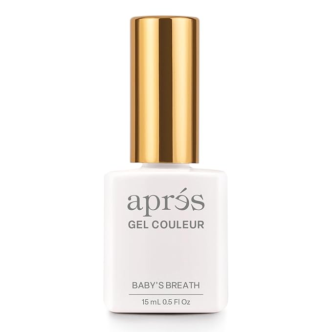 APRÉS Gel Couleur Trio Set - Gel Color, Base Coat, Non-Wipe Top Coat (15ml), Nail Polish Bundle (Baby's Breath)