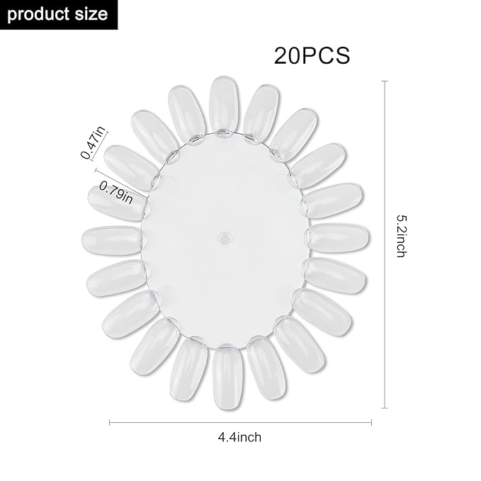 20Pcs False Nail Swatches Wheels Nail Wheel Art Plastic Nail Polish Display Wheel for Manicure Swatches for Nail Polish Color Show Nail (Clear 20 Tips)