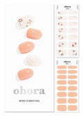 ohora Semi Cured Gel Nail Strips (N Delicate) - White, Patterned, Works with Any UV/LED Lamps, Salon-Quality, Long Lasting, Easy to Apply & Remove - Includes 2 Prep Pads, Nail File & Wooden Stick