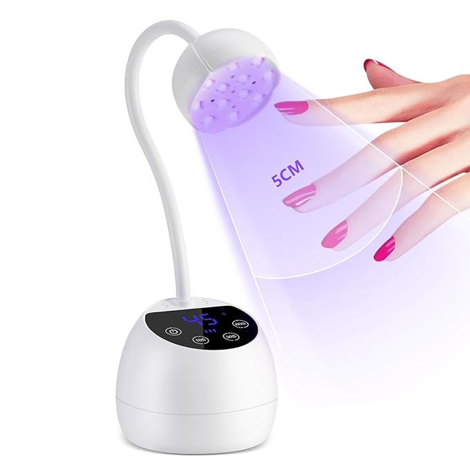 SAVILAND Intellisense Gooseneck U V Lamp for Gel Nails: Motion Sensor 36W U V Nail Lamp Quick Drying LED Cure Lamp Rechargeable Gel Lamp 3 Timers Setting 360°Adjustable Nail Dryer Manicure Light