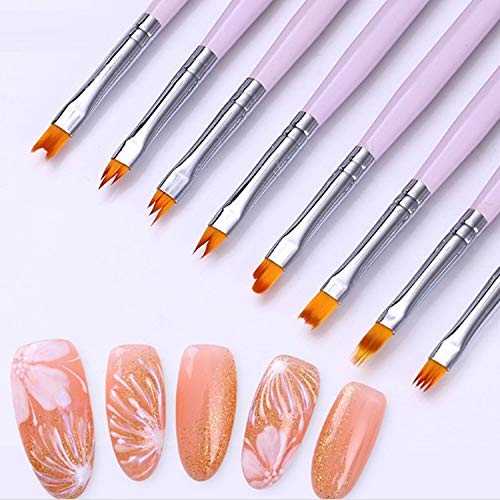 8 Pcs Premium Nail Brush Pens with Wooden Handle – UV Gel Art Gradient & Flower Design Tools for Professional Manicure, Perfect Valentine’s Gift (Purple Wood)