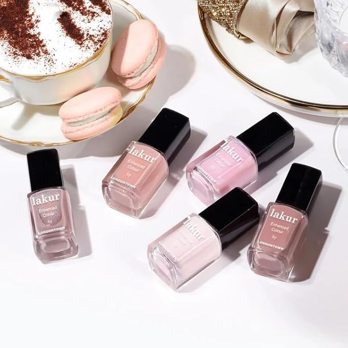 LONDONTOWN lakur Nail Polish - Chip-Resistant, Non-Toxic, Conditions & Hydrates Nails | Glossy Pastel Powder Pink, Macaroon at Noon, .40 fl oz