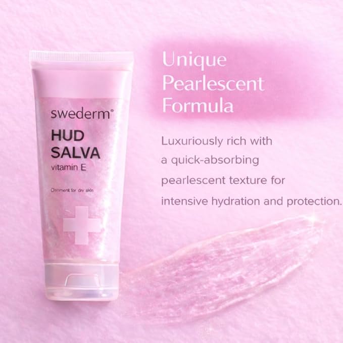 swederm Hudsalva Hand Cream 3.37 Oz - Healing Ointment with Vitamin E - Hands and Foot Cream for Women - Full Body Moisturizer for Dry Skin - Quickly Absorbing - Made in Sweden - Pink
