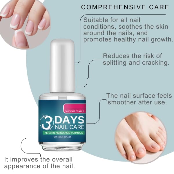 2PCS 3 Days Nail Care, Keratin Amino Acid Formula Nail Treatment Oil, Clear Nail Treatment Oil, for Dry Weak Fragile Nails