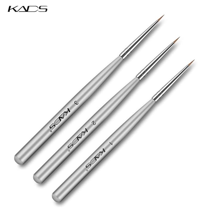 KADS 3 pcs Nail Art Brushes Set Liner Striping Brush for Strokes Details Painting, Blending, Elongated Lines