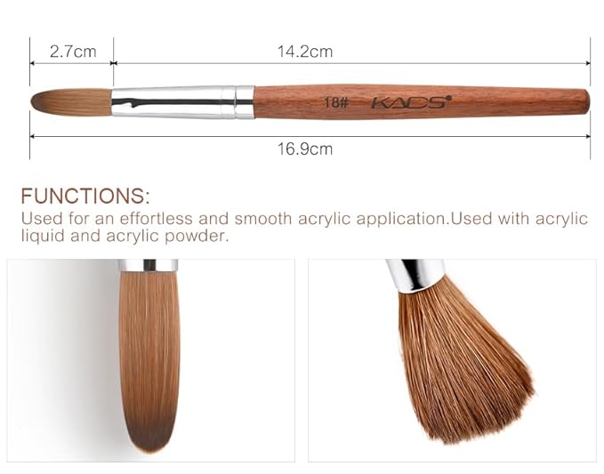 Nail Brush Kolinsky Sable Acrylic Nail Art Brush Professional Red Wooden Nail Brush (18#)