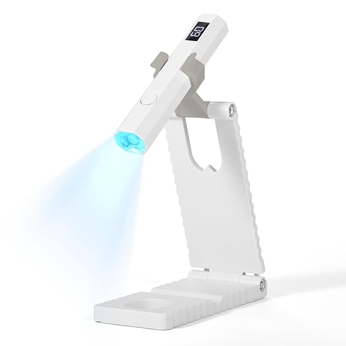 SAVILAND Cordless UV Nail Lamp with Stand: Flash Cure Lamp with 20s/60s Countdown Timer LCD Display 200 mAh Rechargeable LED Nail Light for Gel Nails Polish Rhinestone Decoration DIY Home