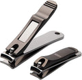 Nail Clippers Set with Build-in Nail File, Durable Sharp Zinc Alloy Fingernail Clipper and Toenail Clipper with Tin Case, Matte Gray