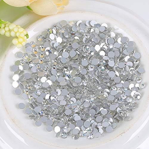 Onwon 144 Pcs Crystal Flat Back Brilliant Round Rhinestones Glass Stones Glitter Gems Faux Diamond for Craft,Nail Art,Shoes,DIY Decorations (SS40 / 8mm, Clear)
