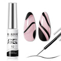 RARJSM Liner Nail Art Gel Polish,Black Painted Gel Nail Design Polish 1 Bottle Soak off Curing Requires 8ml Build in Thin Brush for Classical Home Salon Diy Nail French Manicure Painting