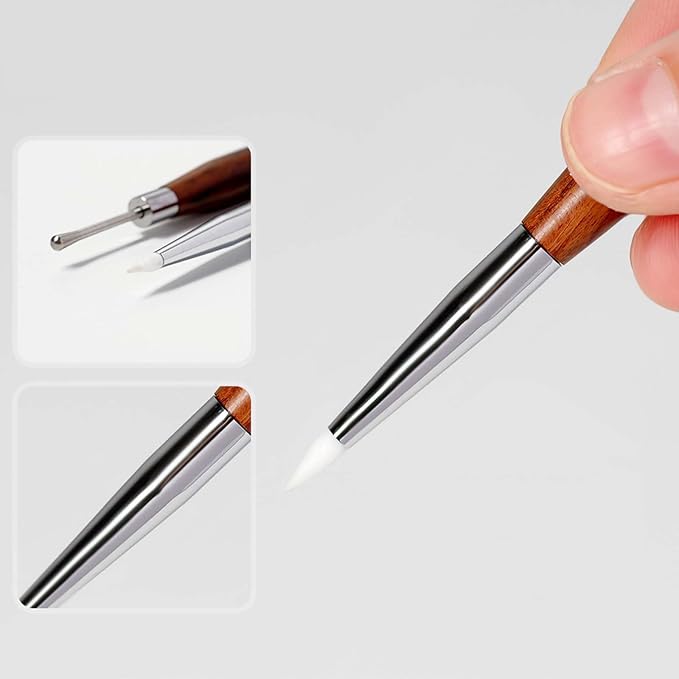 Nail Art Brushes Gel Nail Polish Pens - 2 Pcs Dual-Ended Nail Art Pen, Multifunctional Silicone Pen for Nail Glue Adjustment Nail Dotting Tool for Nail Art Gel Polish