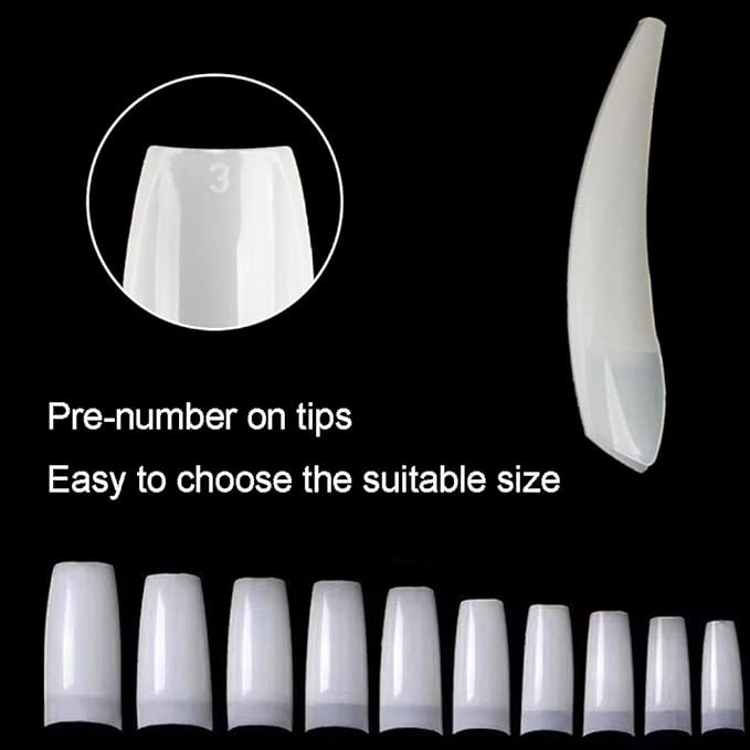 Acrylic Nail Tips Natural 500Pcs French Artificial False Tip for Manicure Nails Art Salons & Home DIY