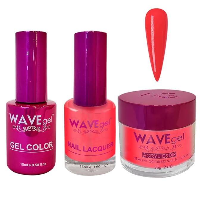 WAVEGEL Soak-Off Gel, Nail Lacquer & Acrylic/Dip Powder Matching Set - Princess Collection - #101 Amaranth