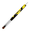 French Manicure Brush, Esclane 2 Way French Nail Brush with Dotting Tool for Manicure Cuticle Clean Up Nail Art Design, French Tip Brush (Yellow, #16)