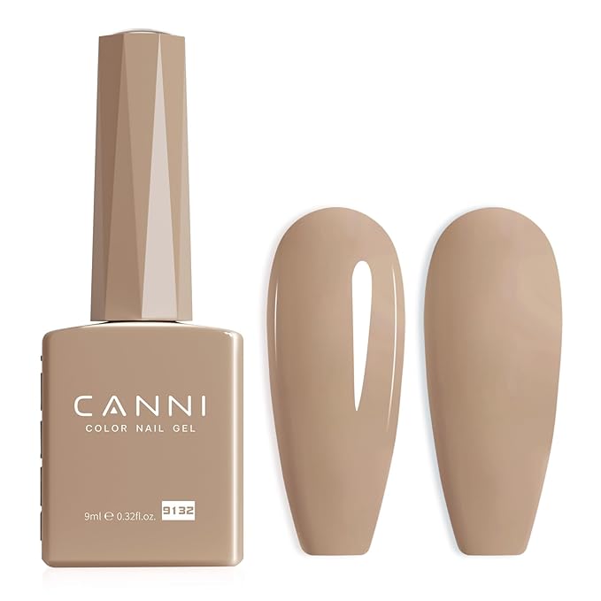 CANNI Nude Gel Nail Polish, 1Pcs Light Brown Gel Polish Nude Color Nail Polish High Gloss Soak Off U V Nail Manicure Salon DIY at Home