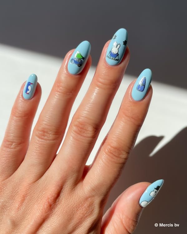 Deco Beauty Miffy in The Snow -Super Thin & Easy-to-Apply Nail Art with The Cutest Designs-Durable & Long-Lasting Nail Art Stickers & Decals for Women, for DIY at-Home Manicures & Salon-Quality Nails