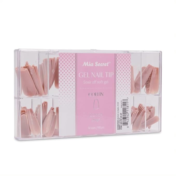 Mia Secret Soak off Soft Gel Nail Tip MADE IN USA for Salon and DIY (Cover Pink, Coffin)