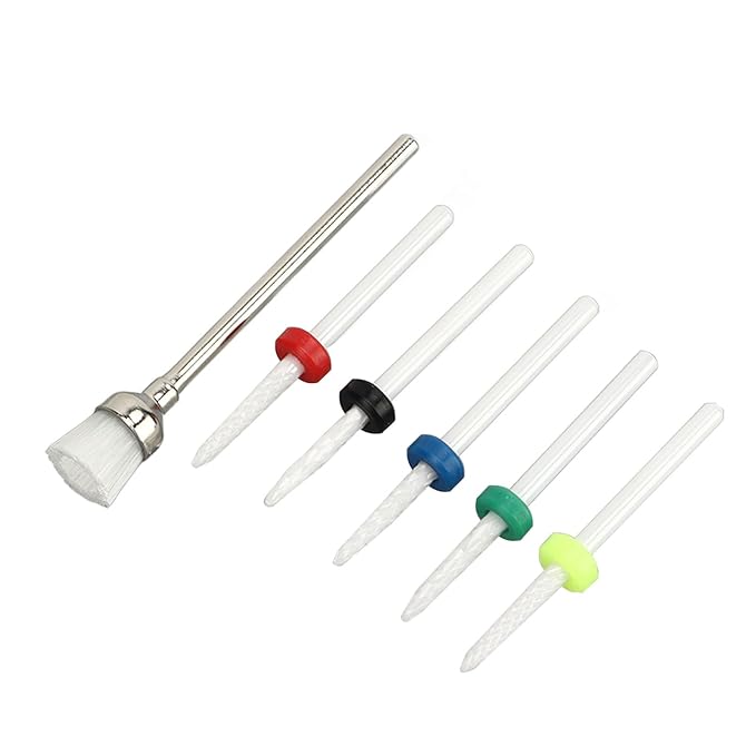 Cramic Bits for Nail Drill 6pcs Nail Drill Bit Set Professional Home Salon Ceramic Cuticle Remover Bits Acrylic Nail Art Tools for Manicure Pedicure Home Salon