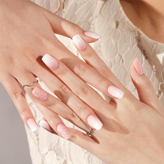 Semi-Cured Gel Nail Strips - 20 Salon-Quality Gel Sticker with UV Light Required, Long Lasting, Easy Application & Removal, Includes Prep Pad, Nail File, Wooden Stick – Soft Serenity